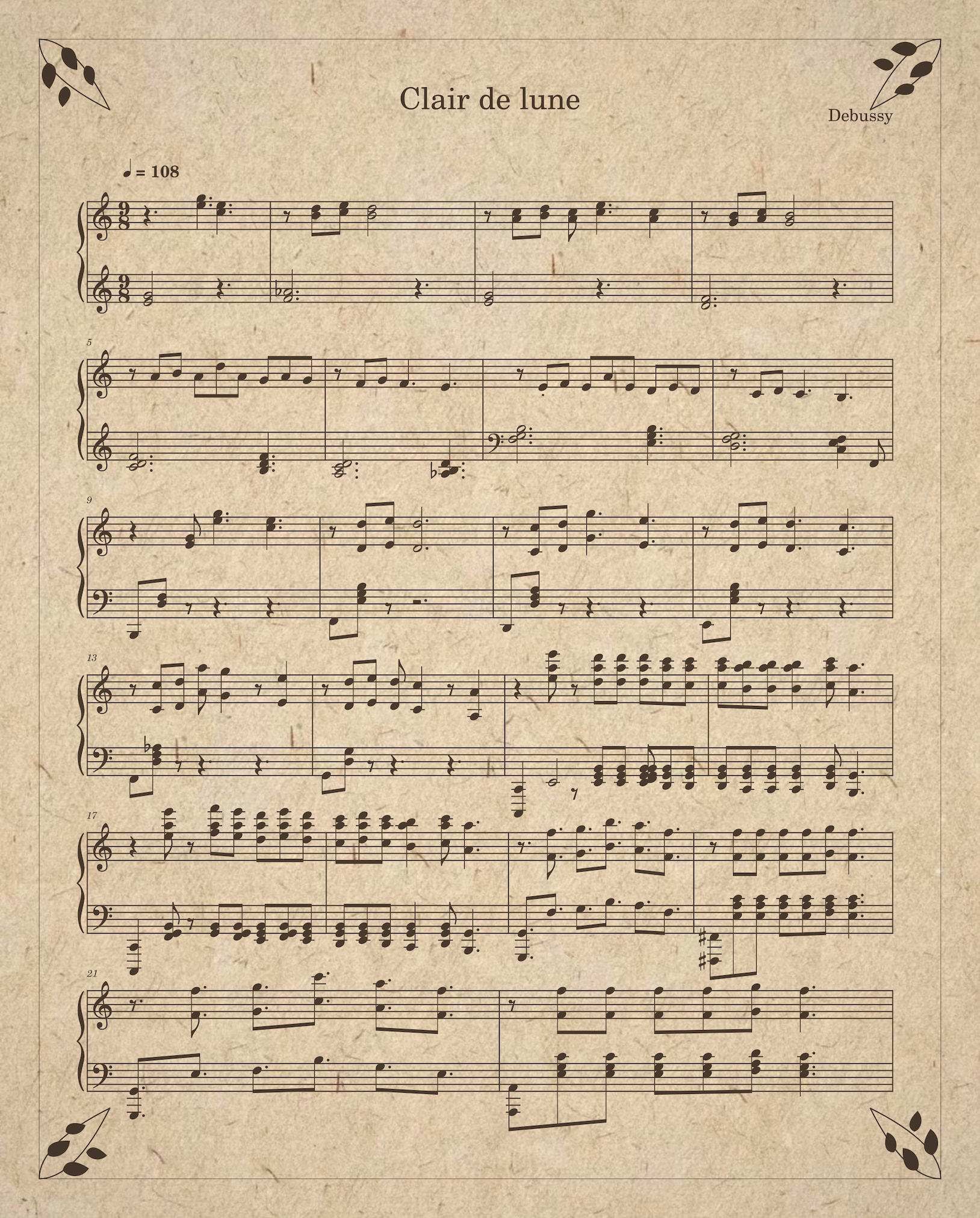 用prettyscore 制作的复古风格钢琴谱